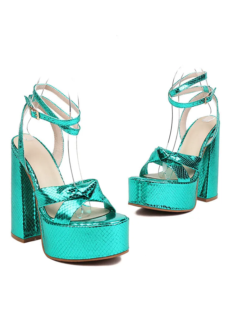 Amozae-Metallic Platform High Heels