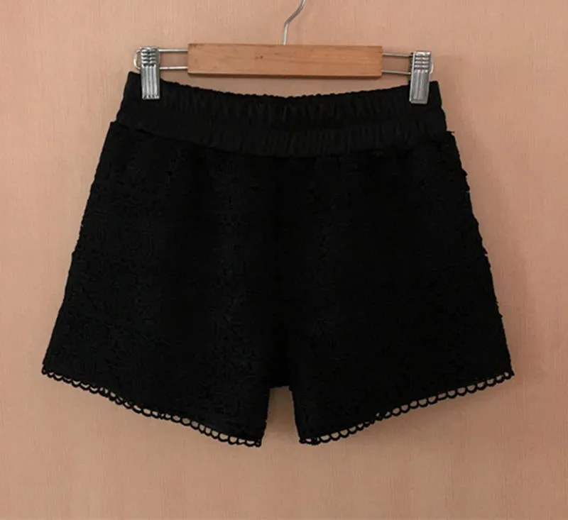 Amy Fashion - Elastic High Waist Lace Shorts