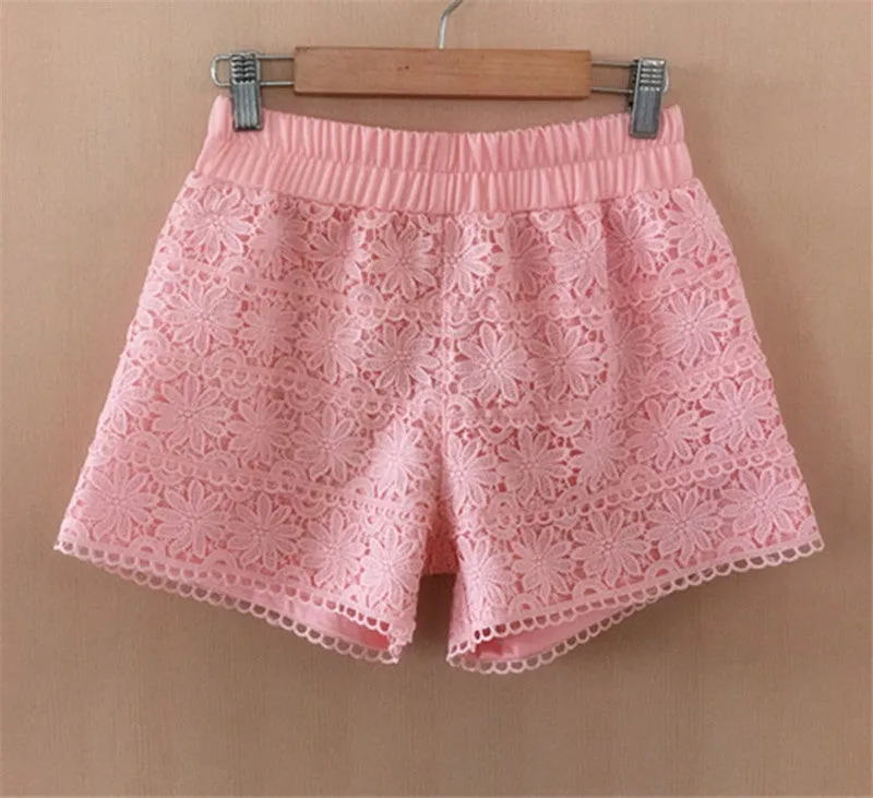 Amy Fashion - Elastic High Waist Lace Shorts