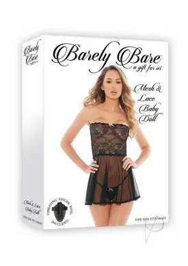 Barely B Mesh and Lace Babydoll Blk(disc)