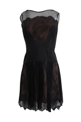 Black Floral Lace Dress With Beige Lining