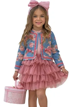 Blushing Blooms Matching Blazer And Tutu Skirt Set