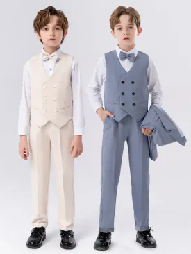 Boys dress vest set (long-sleeved shirt   vest   long pants   bow tie)