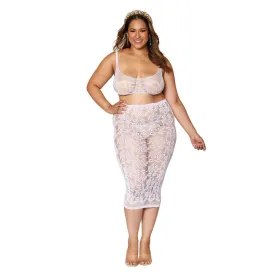 Bralette and Slip Skirt - Queen Size - White