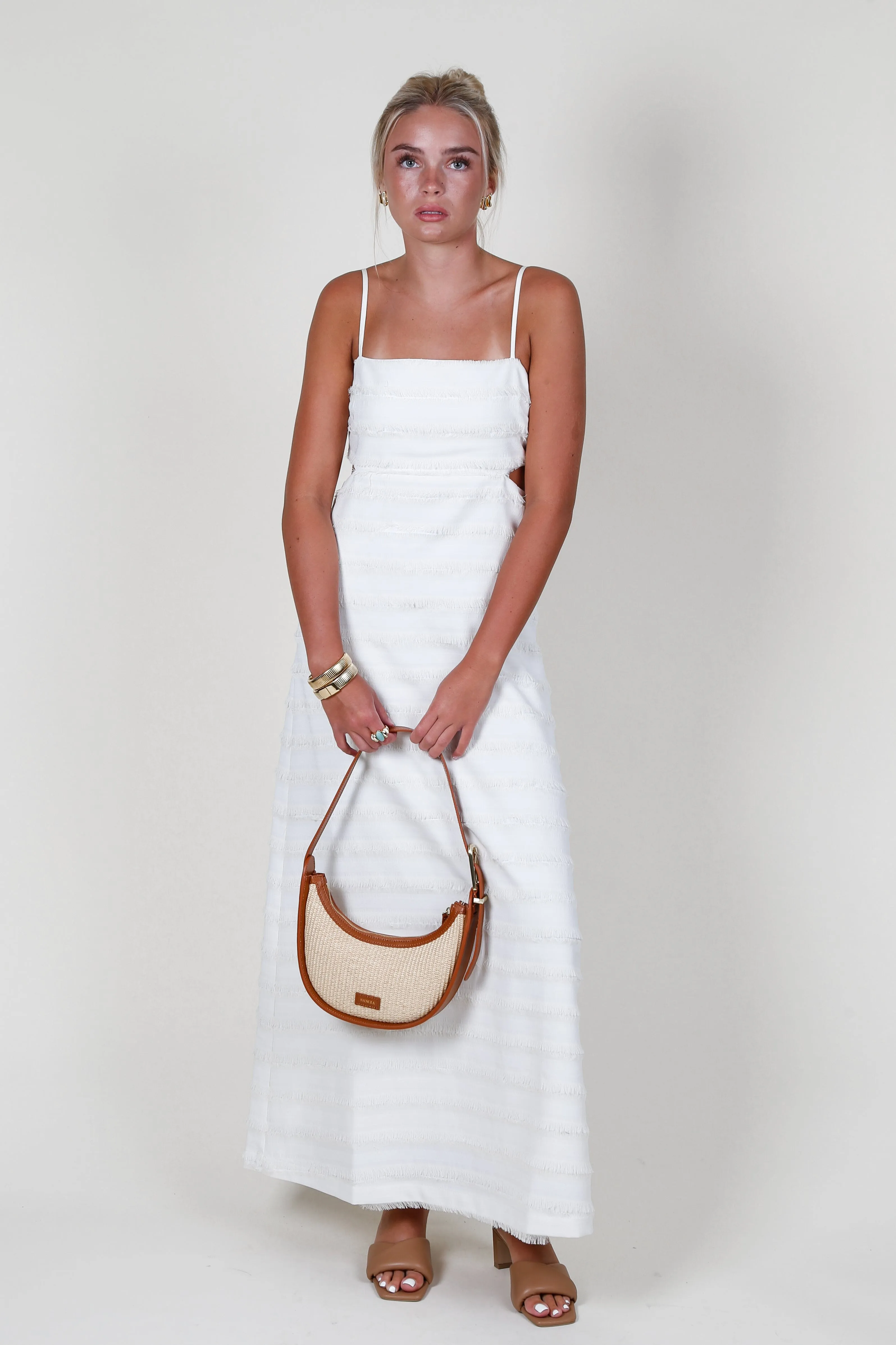 CAMI NYC | Bryson Fringe Dress - Ceramic