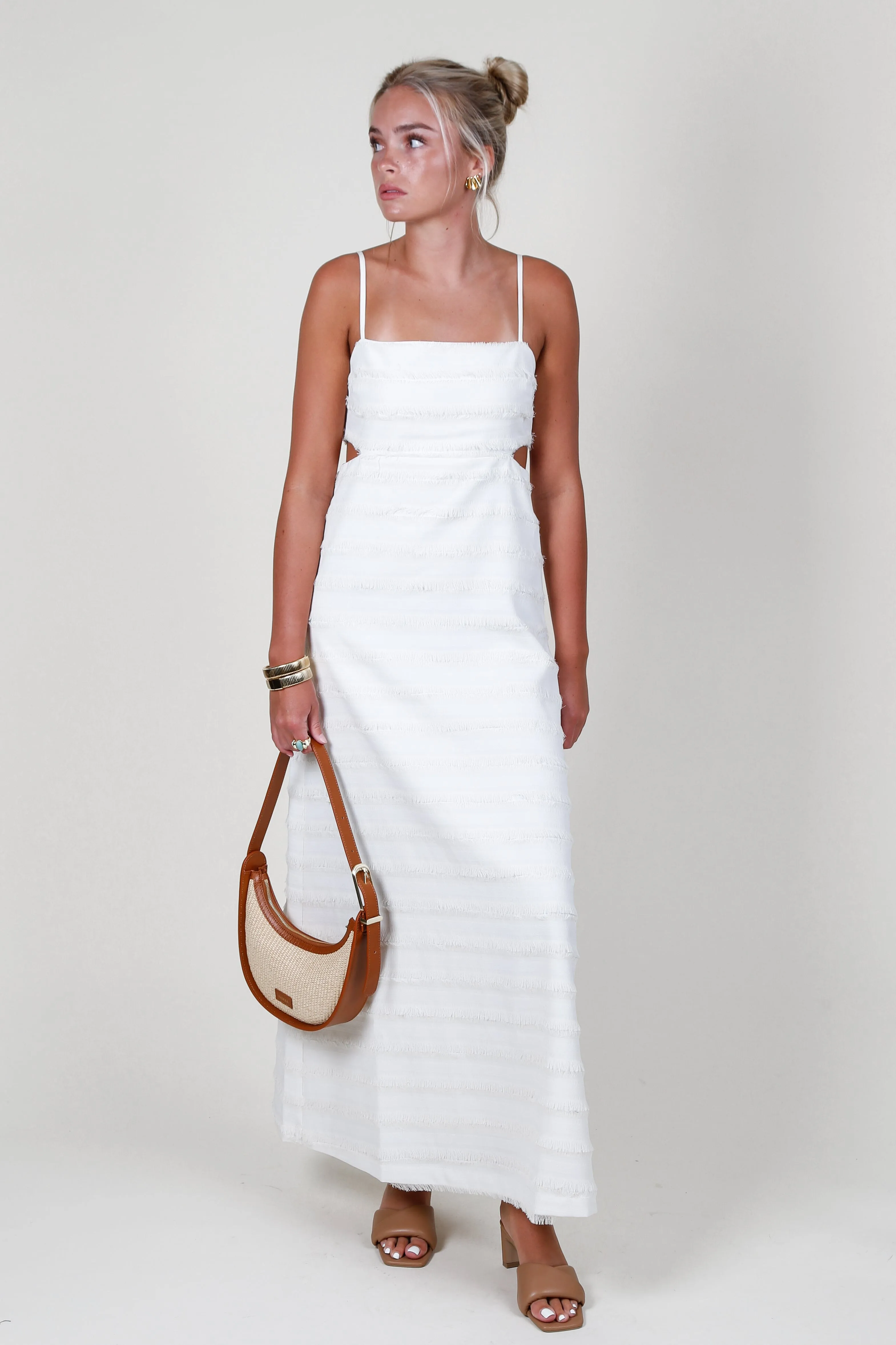 CAMI NYC | Bryson Fringe Dress - Ceramic