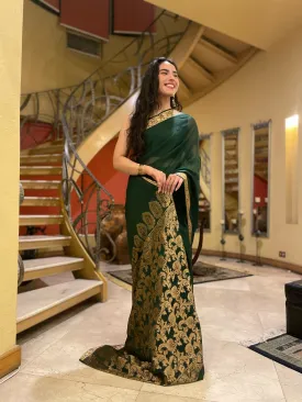 Chiffon Silk Banarsi - Emerald