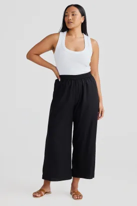 Core Cropped Wide Leg Pants - Black