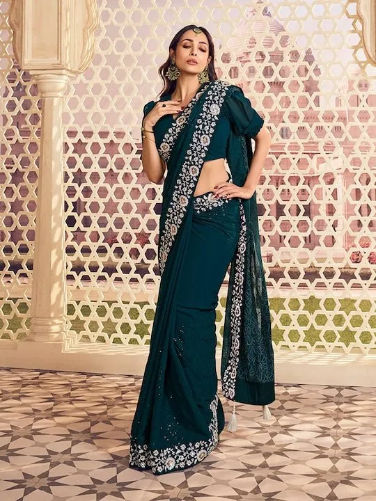 Embroidered Sequinned Saree