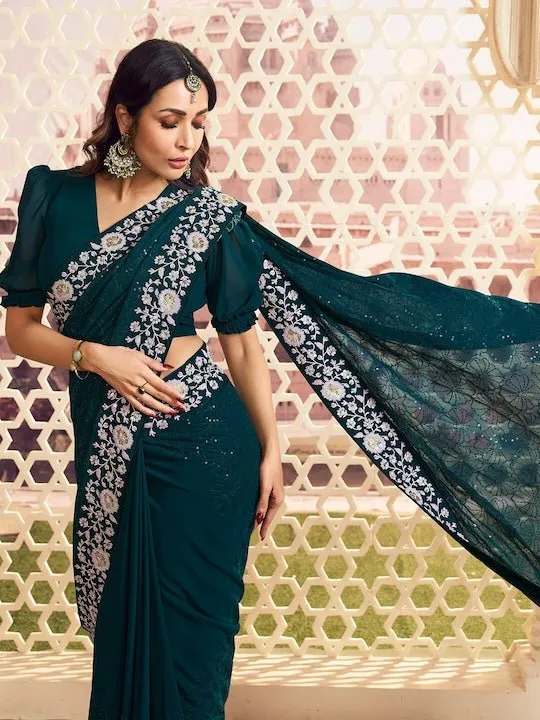 Embroidered Sequinned Saree