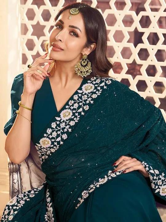 Embroidered Sequinned Saree