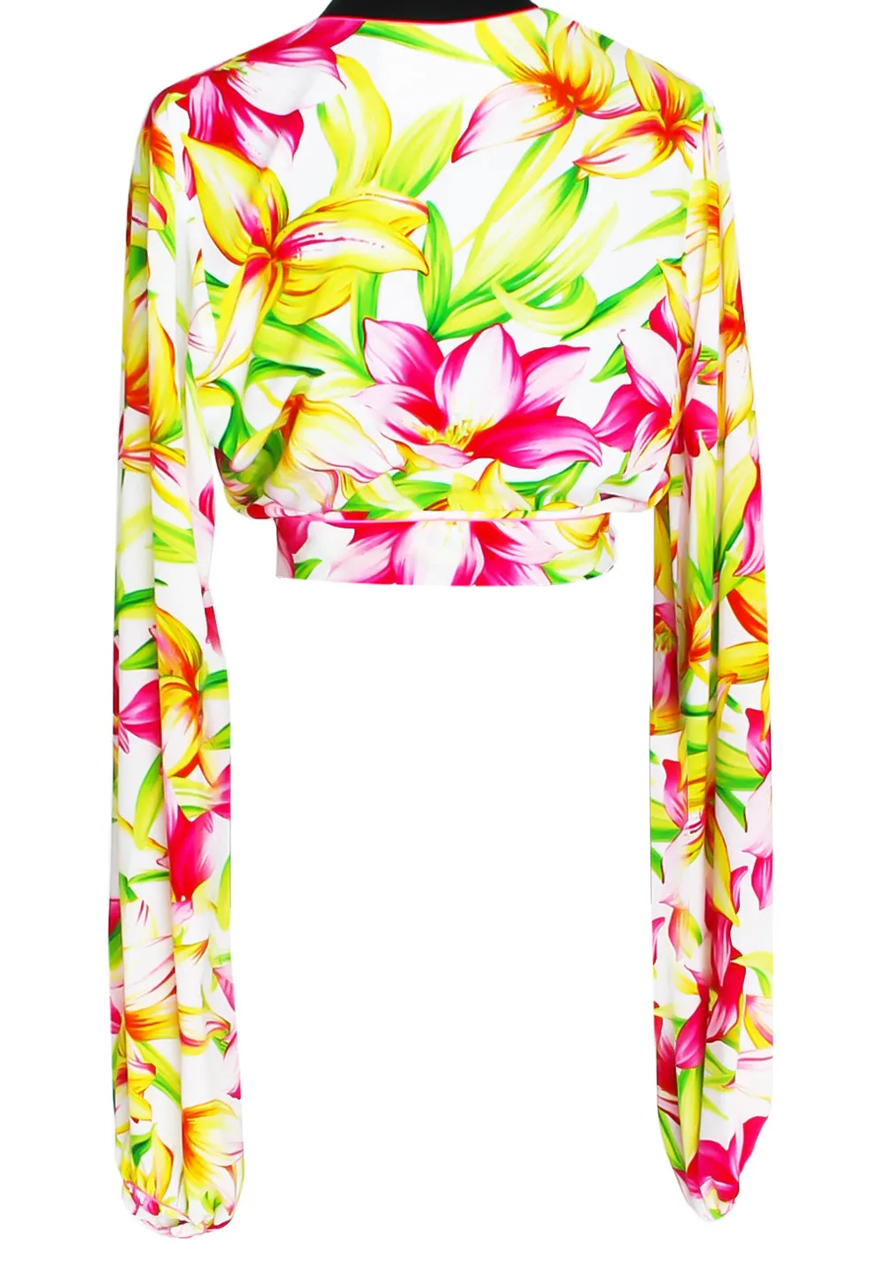 Euphoria - Floral Love Cropped Blouse (Neon Pink)