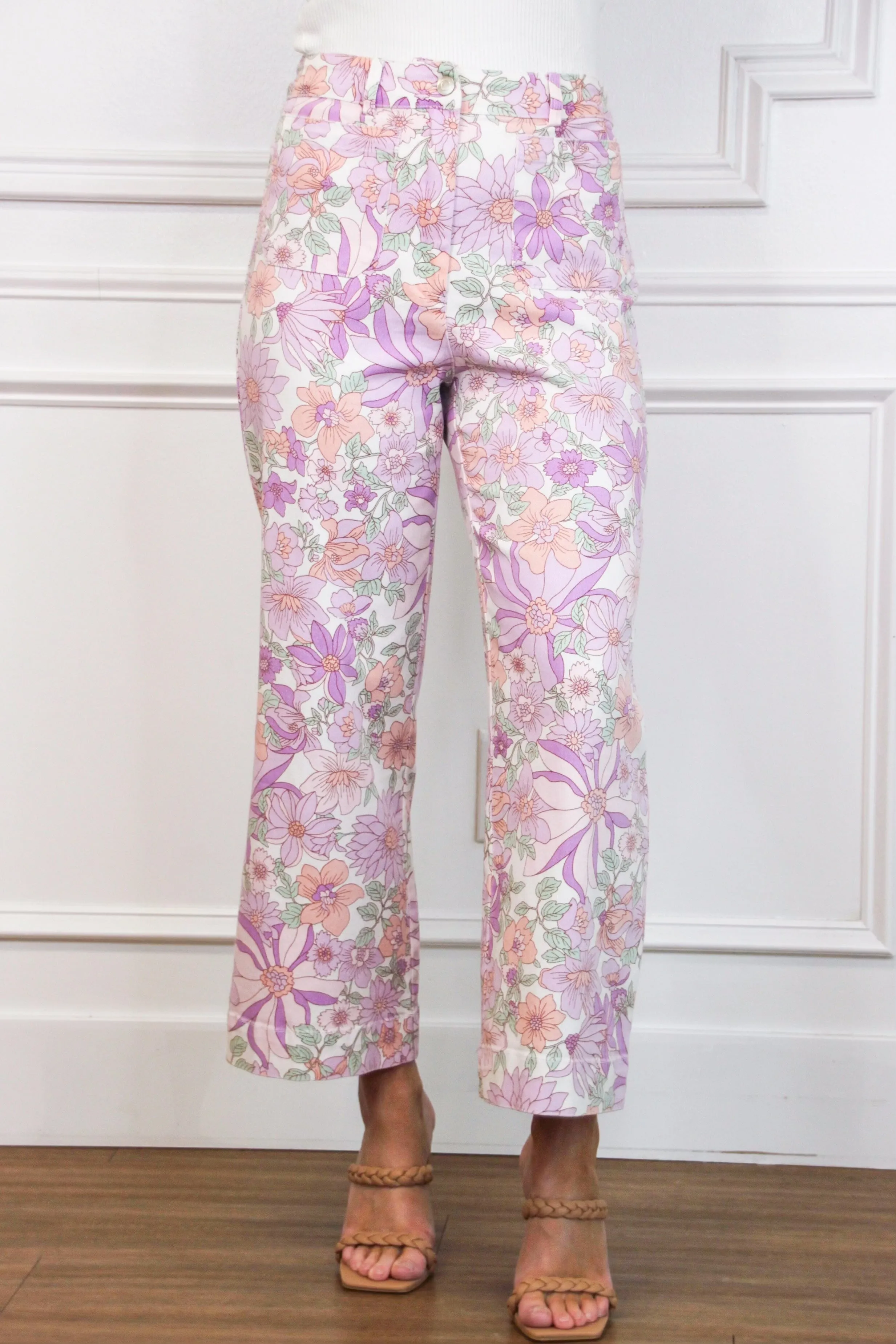 Floral Fantasy Pants: Lavender/White Multi