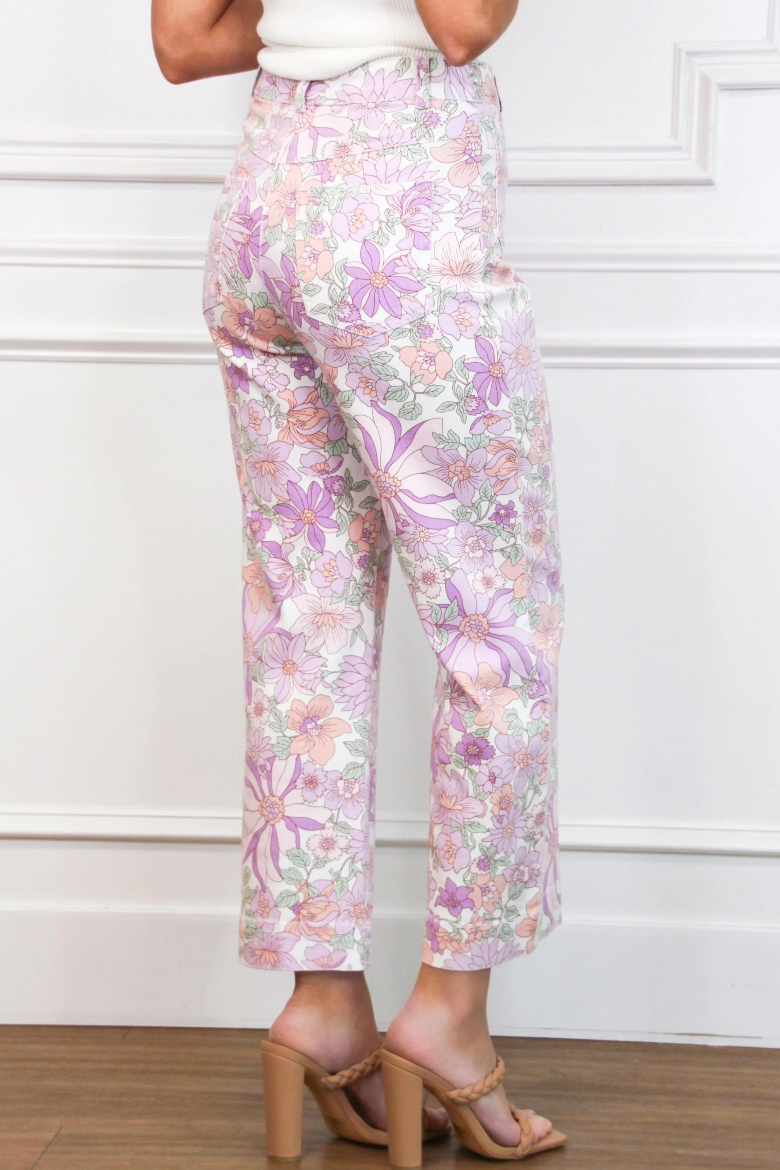 Floral Fantasy Pants: Lavender/White Multi