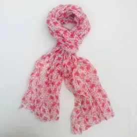 Floral Scarf - Pink, olive & white