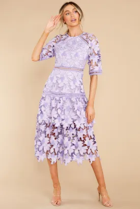 Get To The Point Lavender Lace Midi Dress