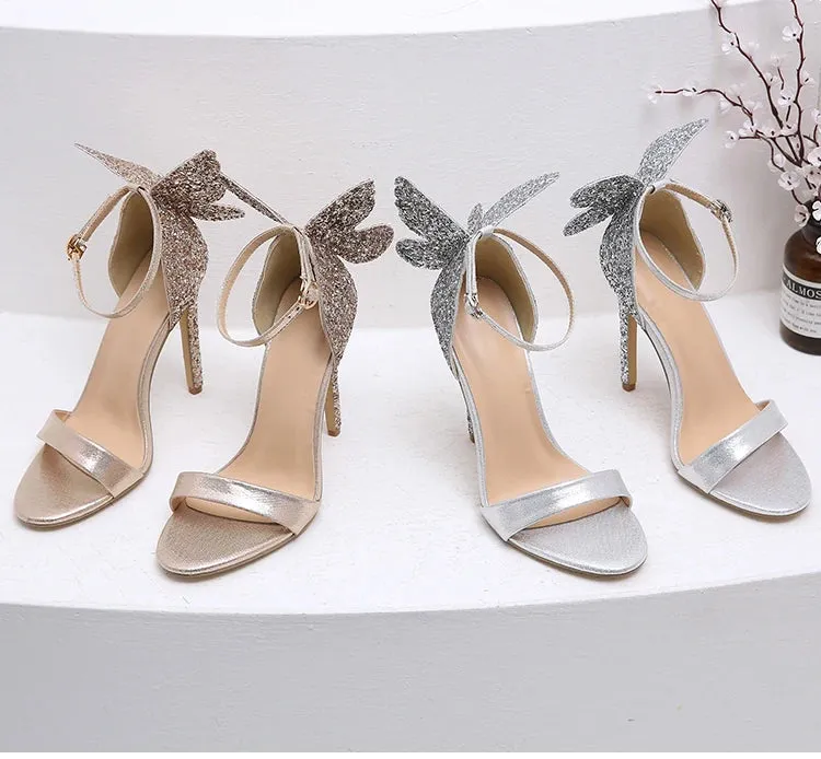 Gold and Silver Buckle Strap High Heels