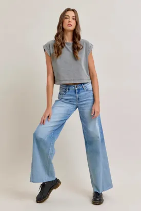 Hidden Nori Angled Seam Wide Leg Jeans