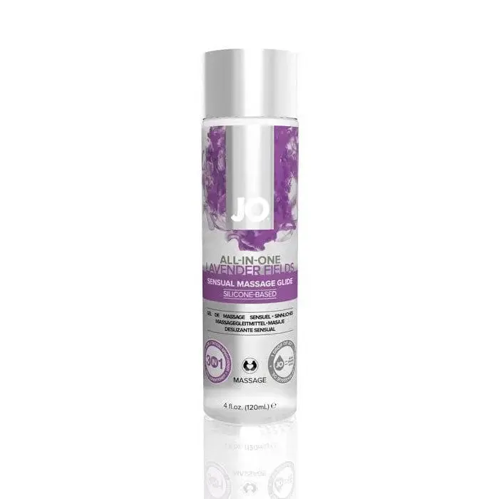 JO All-In-One Massage Glide - Lavendar (Silicone-Based) 4 fl oz / 120 ml