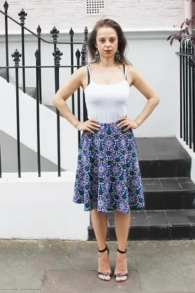 Juliette - Purple floral Jersey Skirt