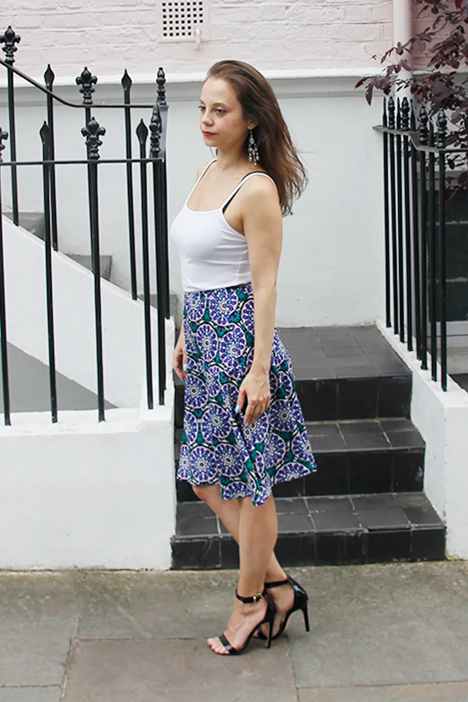 Juliette - Purple floral Jersey Skirt