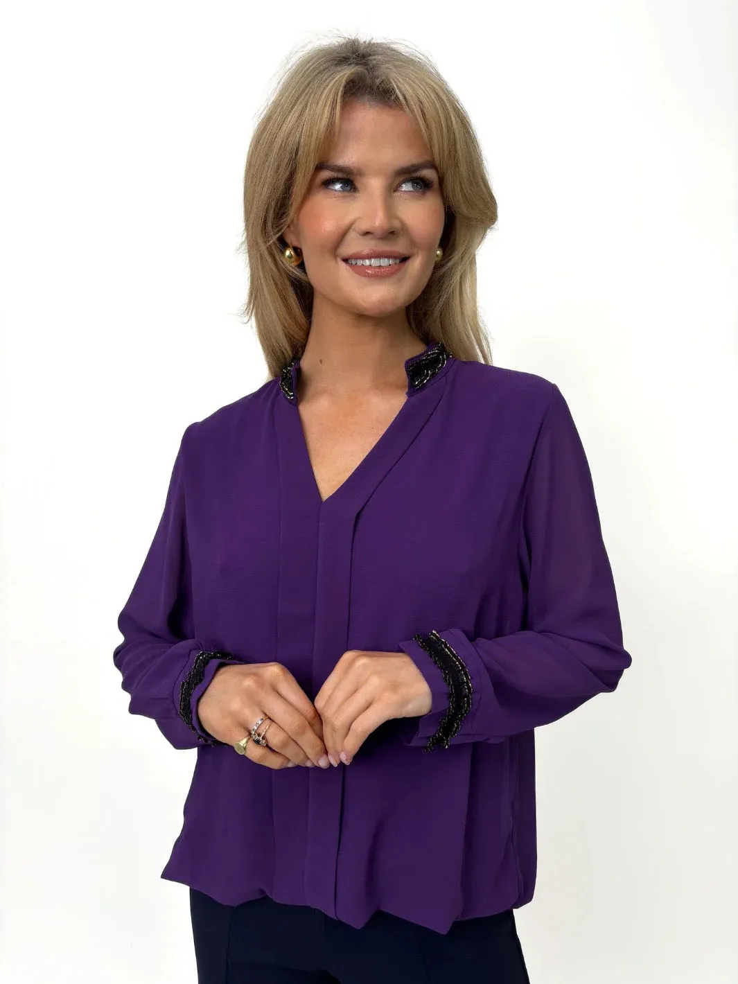 Kate And Pippa Kira Long Sleeve V Neck blouse. 6 colours