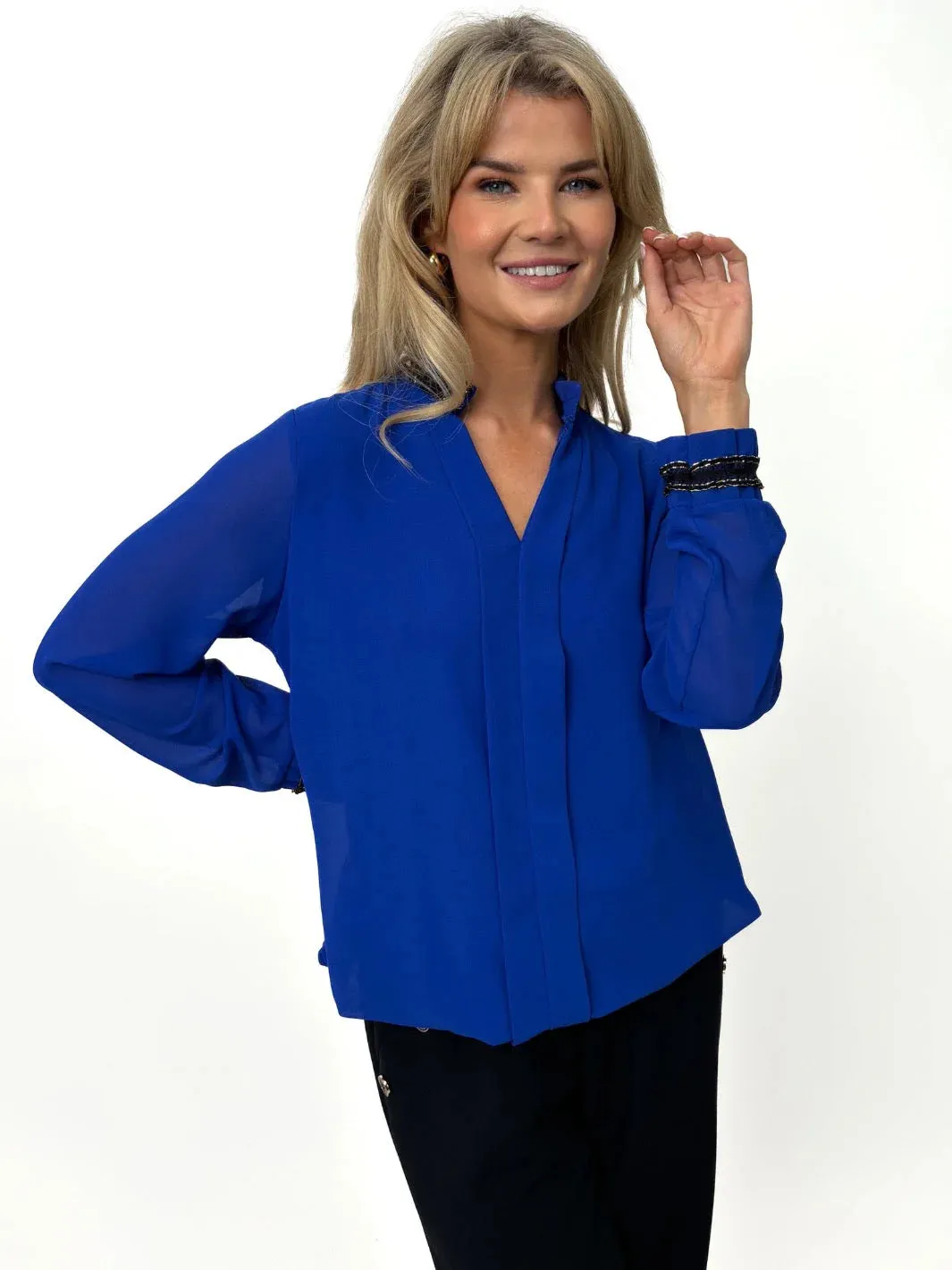 Kate And Pippa Kira Long Sleeve V Neck blouse. 6 colours