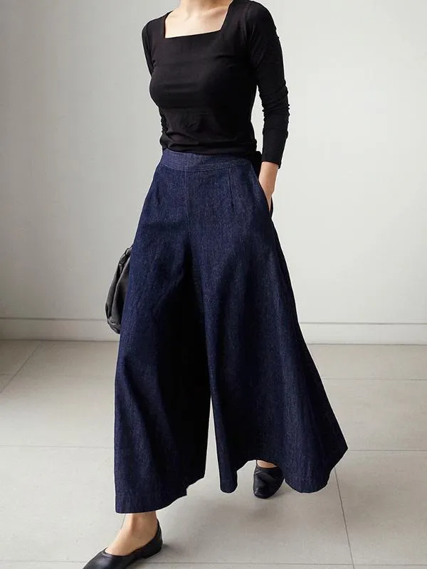 Loose Wide-Leg Empire Jean Pants