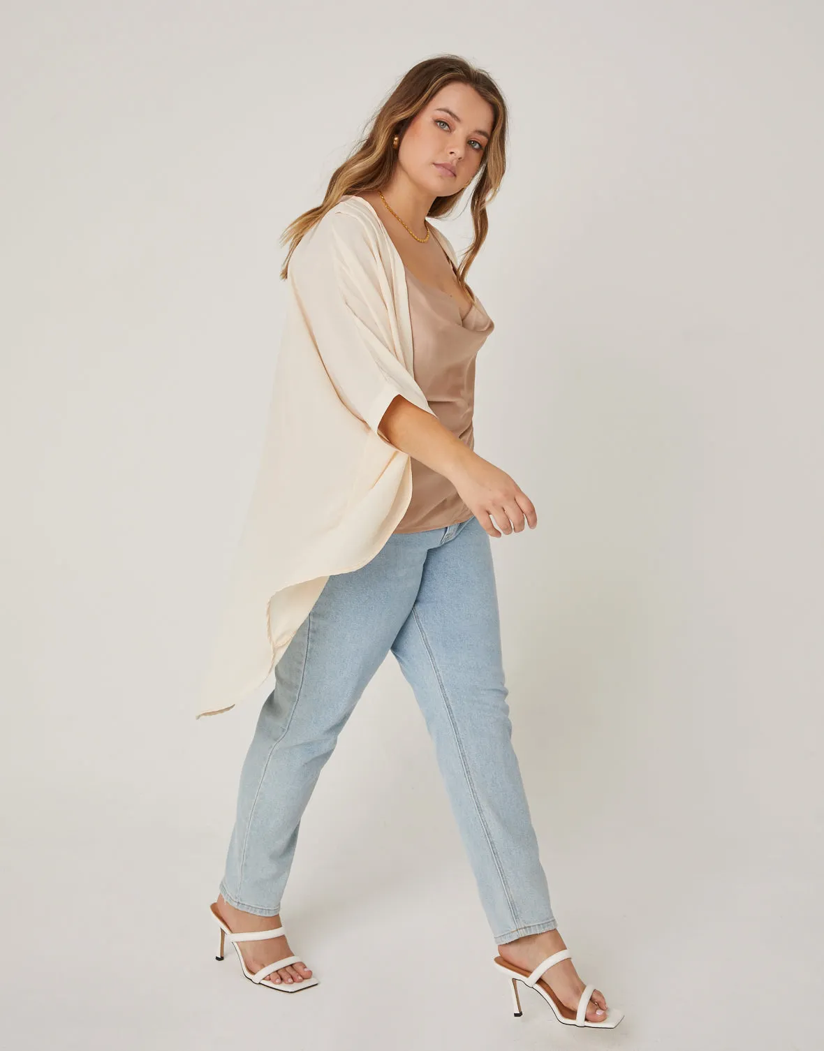 Plus Size Chiffon Open Front Cardigan