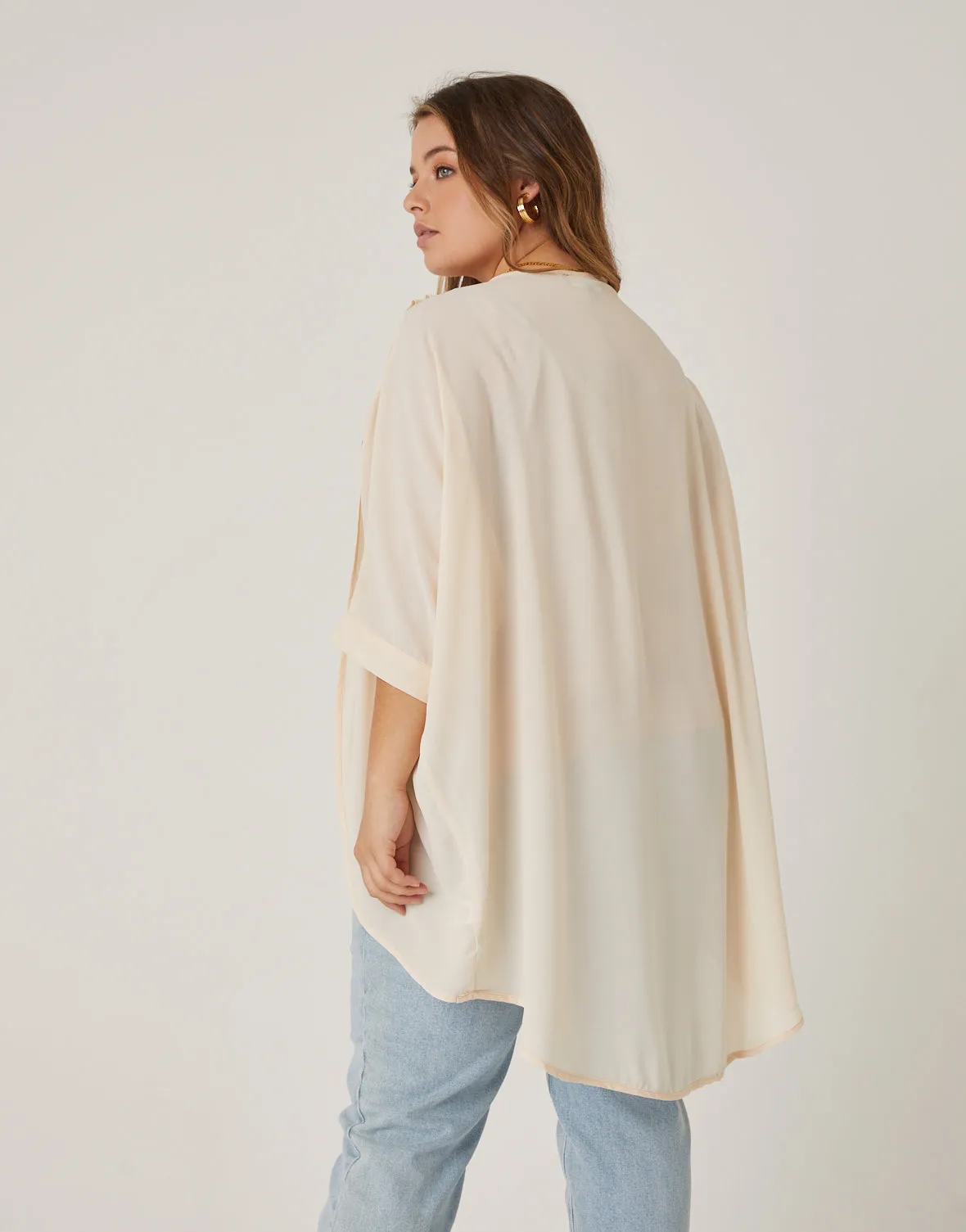 Plus Size Chiffon Open Front Cardigan