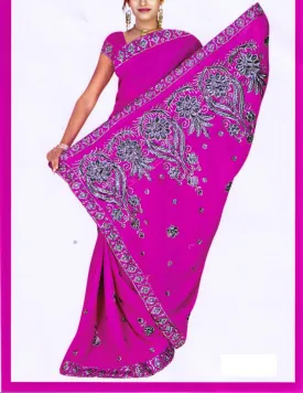 Saree 577 Pink Georgette Party Wear Sari Shieno Sarees