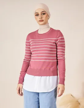 Stripe Knit Chiffon Jumper