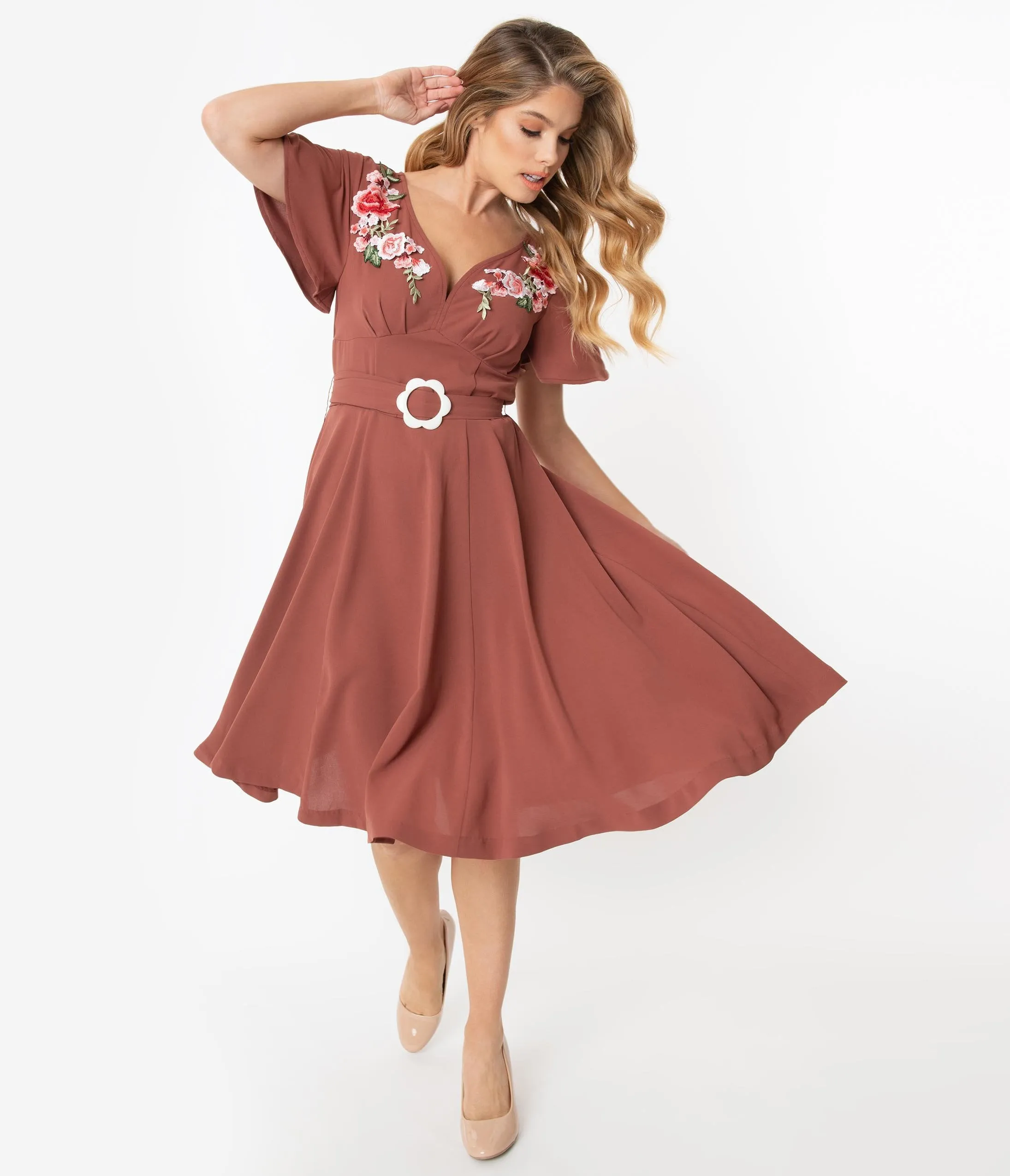 Unique Vintage 1940s Mauve Kay Swing Dress