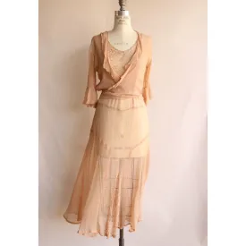 Vintage Antique 1920s Dress with Jacket and Belt