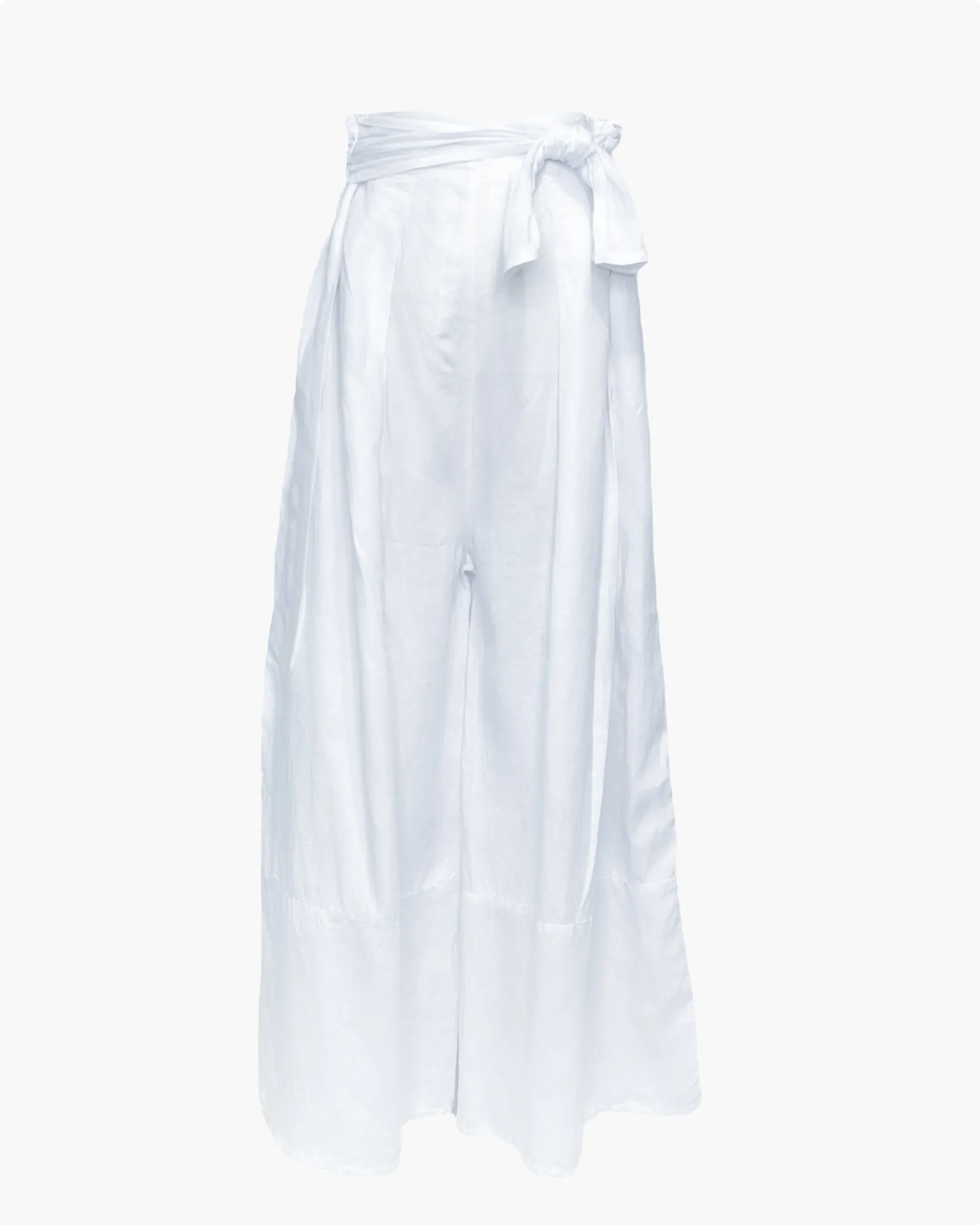 Wide Leg Pants with Belt in White