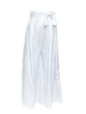 Wide Leg Pants with Belt in White