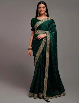 Women Party Wear Premium Chinon Silk Saree With Un Stitched Blouse