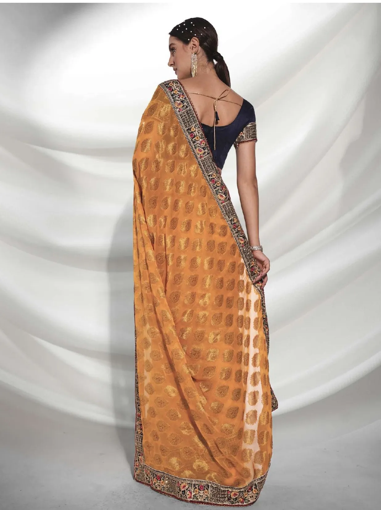 Women Wedding Wear Yellow Colour Viscose with Heavy Lace Border Worked Saree Collection